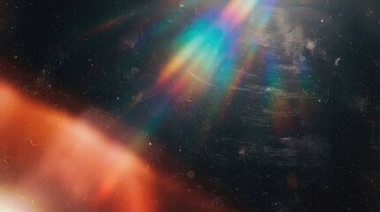 Fototapeta premium Vintage film light leak overlay with rainbow prism flare