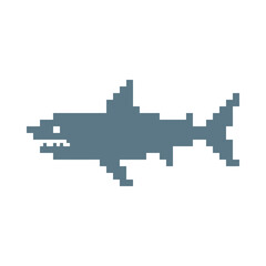 Fototapeta premium Pixelated shark illustration on transparent background