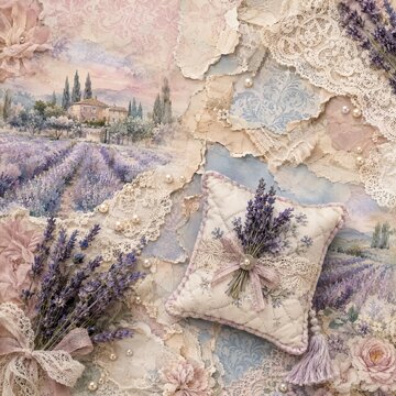Lavender Fields Shabby Chic Collage