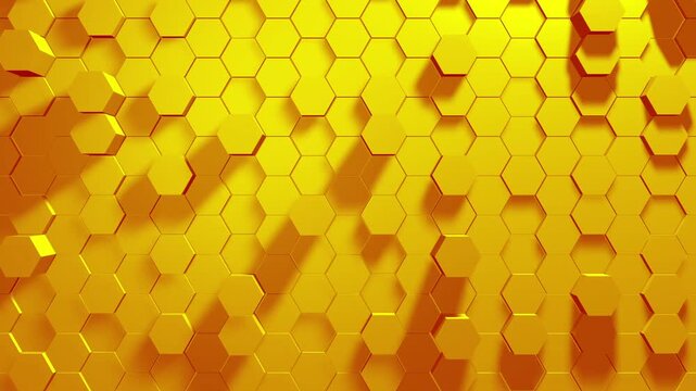 Golden Honeycomb Pattern Background with Hexagonal Cells
