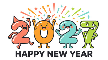 Fototapeta premium Cute cartoon character numbers for Happy New Year 2027 celebration 2.