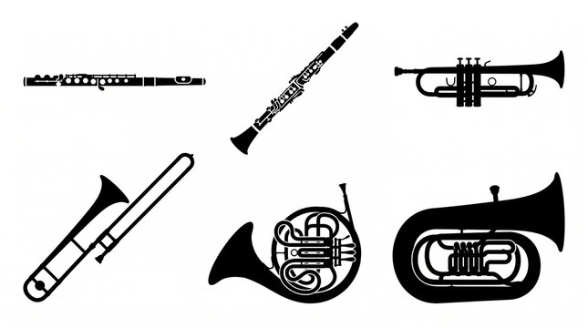 Clarinet Musical Instrument Silhouette Collection