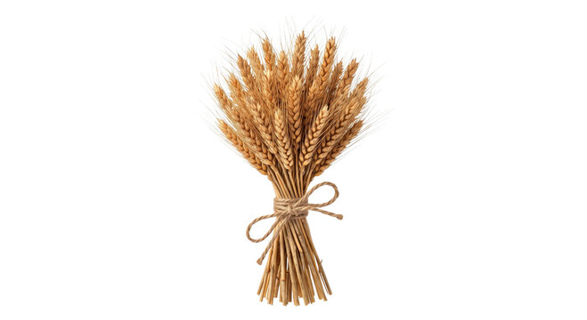 Golden wheat stalks tied with twine, symbolizing harvest and abundance
