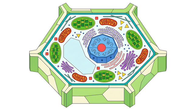 Detailed Diagram of a Plant Cell, Illustrating its Fundamental Organelles and Structures for Educational Purposes