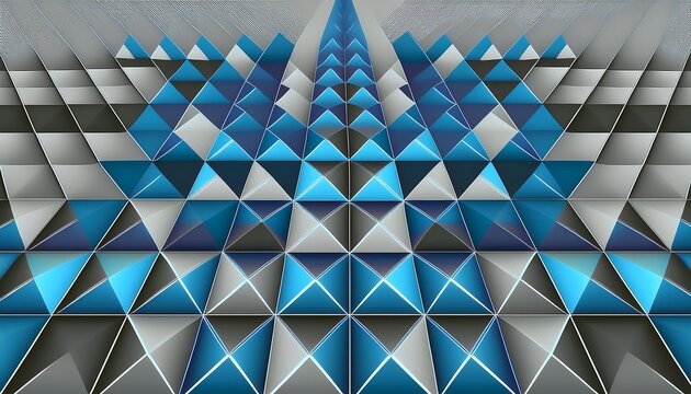 geometric pattern with blue grey pyramids facing alternating directions arranged in a grid 3d illusion