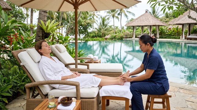 Outdoor Foot Massage by Pool