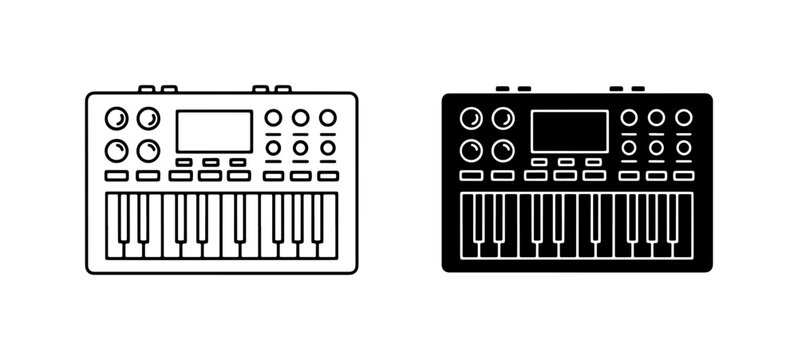 Synthesizer Icon Set, Music Keyboard Vector Graphics