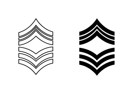 Military Rank Insignia, Chevron Stripes, Sergeant Stripes, Vector Set