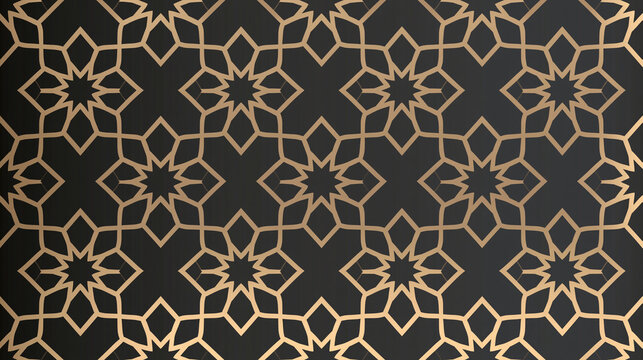 Golden Islamic Geometric Pattern on Dark Luxury Background