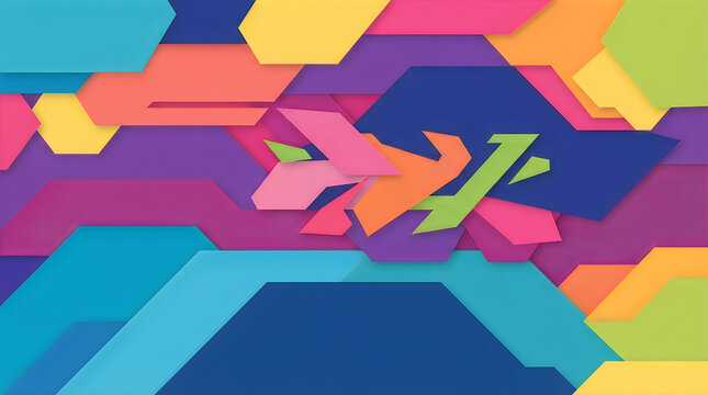 Colorful 3d geometric arrows forming js