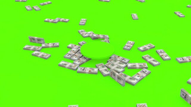 United states dollar stacks being sucked into a central hole