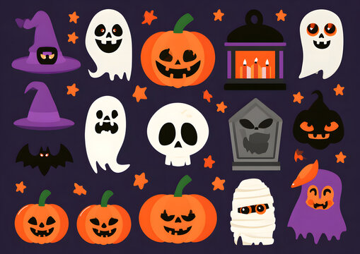 ハロウィン向けイラストパーツの詰め合わせ