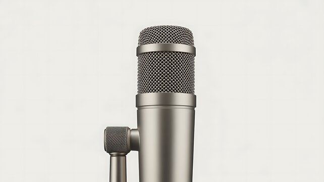 Modern silver studio microphone for podcast and recording