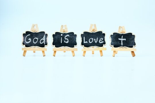 Chalk Blackboards God is Love and Cross