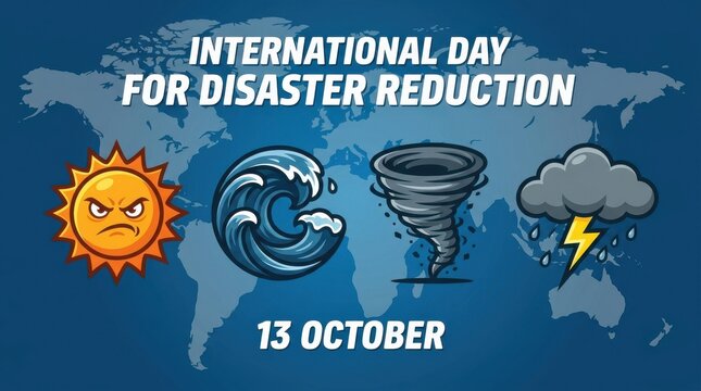 Vector illustration depicts a sun wave tornado and storm cloud against a world map background atmosphericphenomenon calamity climate climatechange communication