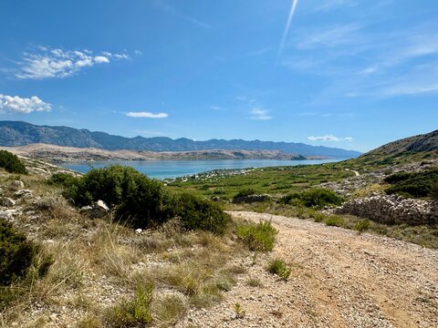 Ausblick auf den Strand Plaža Sveti Duh, Pag/ Kroatien