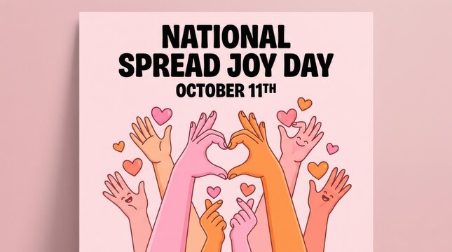 Hands forming a heart shape with hearts and text celebrating national spread joy day vector illustration celebration joyful heart-shaped