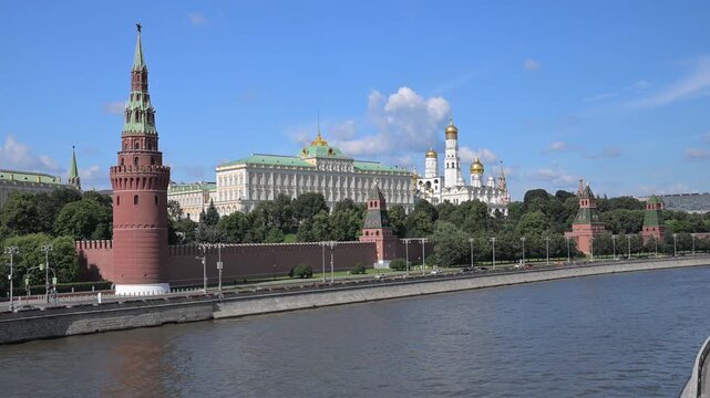Moscow, Russia - July 14, 2026: view from Sofiyskaya embankment to the Kremlin in Moscow