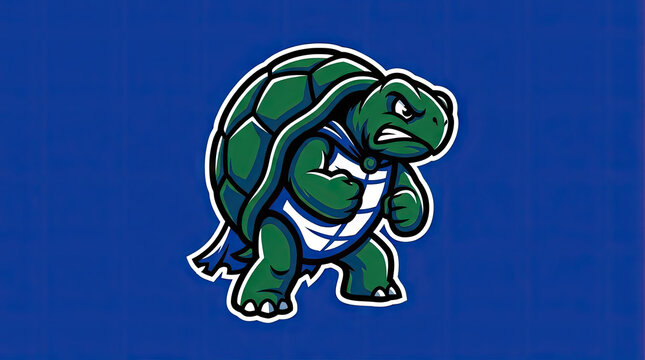 Strong anthropomorphic turtle fighter mascot character design.