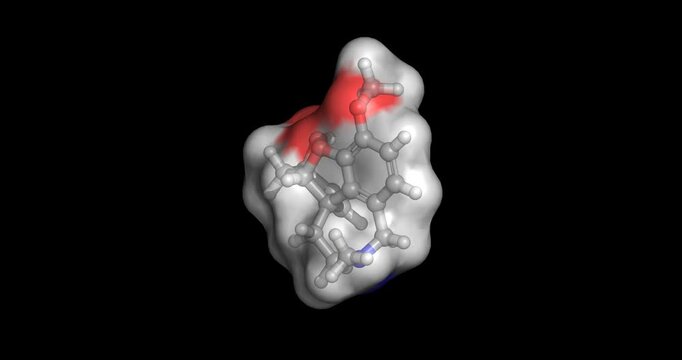 Galantamine, reversible acetylcholinesterase inhibitor and allosteric modulator for Alzheimer's disease, 3D molecule spinning, 4K