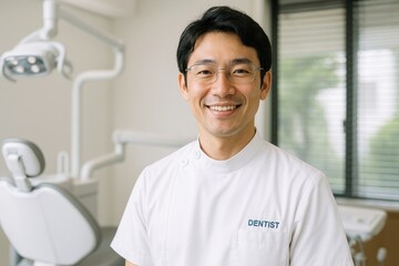 Obraz premium Smiling dentist in clinic.