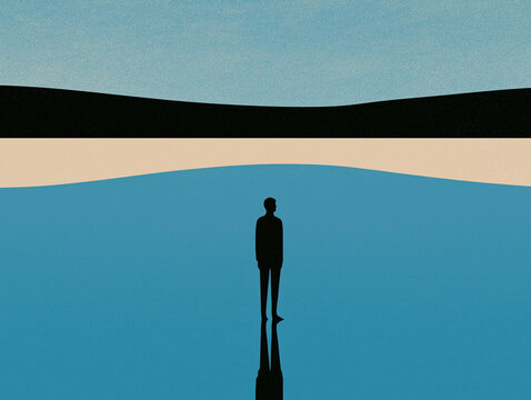Solitary Person and Reflection in Minimal Abstract Landscape
