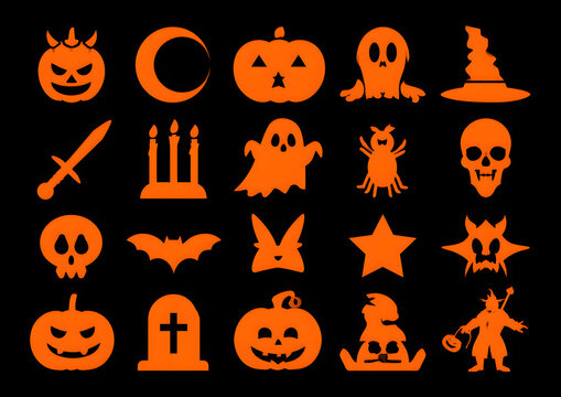Sammlung, Vektor, schwarz, orange &mdash; these are terms often associated with Halloween