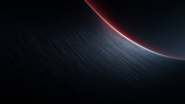 Abstract Dark Curved Textured Surface with Glowing Red Rim Light