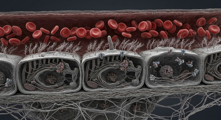 Obraz premium Endothelial Shear Stress Mechanosensing During Blood Flow and Cellular Signaling