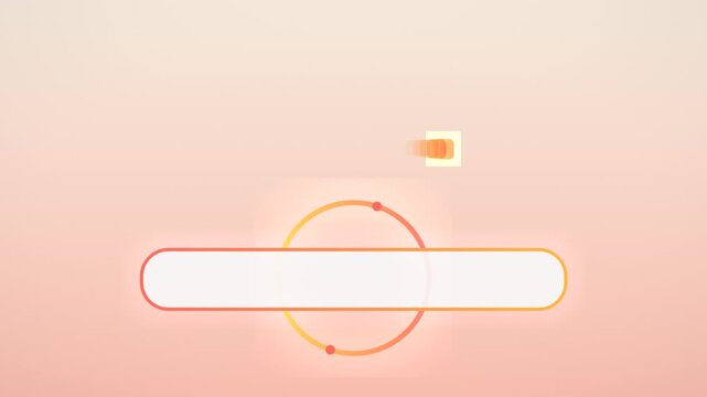 Minimalist motion graphic lower third, clean geometric title bar with rotating circle, modern peach gradient overlay for video