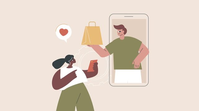 Creative flat design online shopping concept animation
