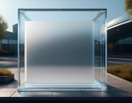 a transparent acrylic frame with a white background displaying a blank canvas ready for custom artwork or text