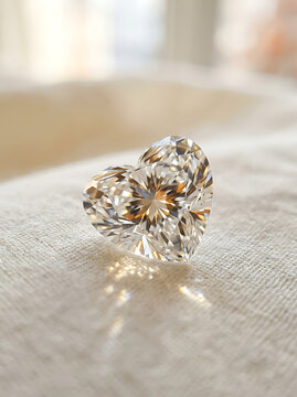 Transparent heart shape diamond with light dispersion