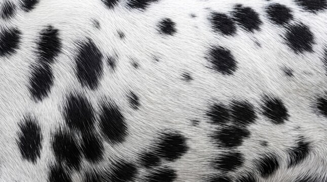 Black and white dalmatian dog fur pattern with dark spots