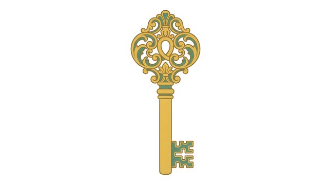 Ornate Vintage Brass Key Patina Texture &mdash; Antique Gold Verdigris Elegant Vector
