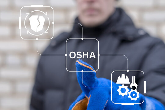 Concept of OSHA workplace safety compliance and occupational health standard. Industry OSHA.