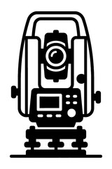 Naklejka premium Black and white survey total station icon
