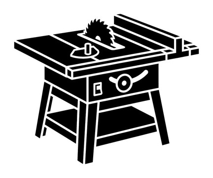 Black table saw icon for woodworking