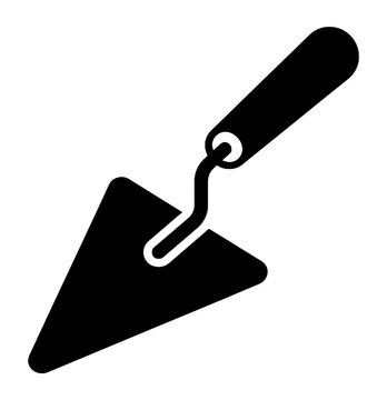 Black bricklayer trowel tool icon