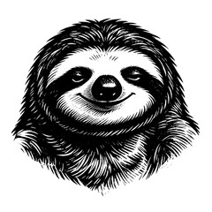 Naklejka premium Sloth slay expression Hand-drawn vintage engraving illustration