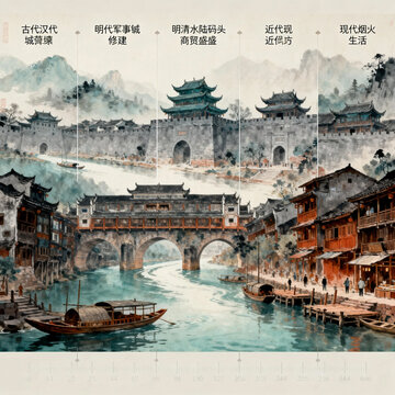 Ancient Water‑Town With Stone Arch‑Bridge And Riverside Boats