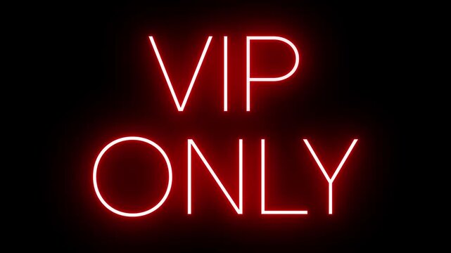 Red Neon VIP ONLY Sign on Black Background