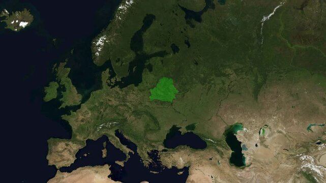 Map animation zoom to Belarus, country highlighted in green