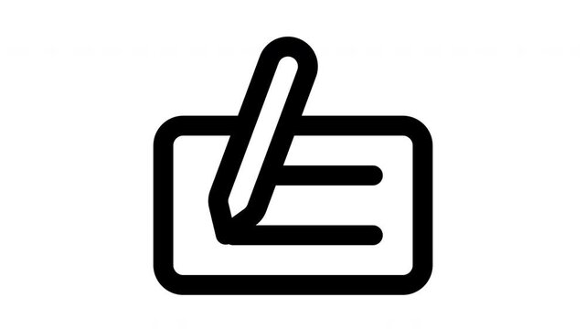 bank cheque animated Line Icons Premium 4K, Modern Minimal Outline Motion Graphics Collection
