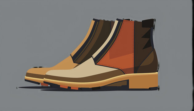 Colorful patchwork leather ankle boots.