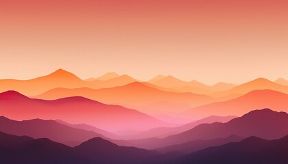 Fototapeta premium abstract horizon with soft hazy mountain silhouettes in warm orange and pink gradients for a serene digital background