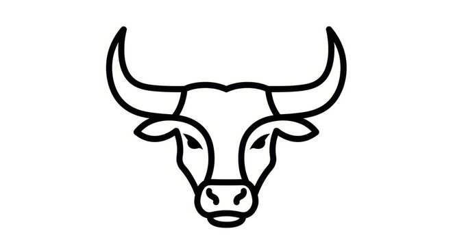 Black and white bull head illustration vector.