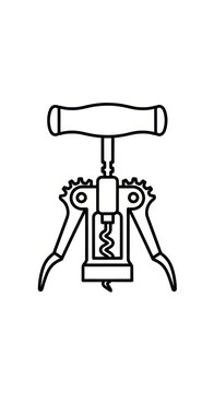 Black and white corkscrew illustration for wine opening.
