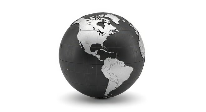 Black and white globe on white background.