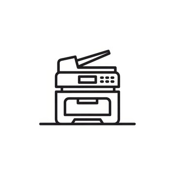 Black and white line art of office printer.